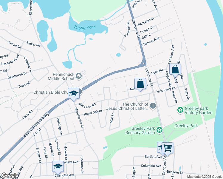 map of restaurants, bars, coffee shops, grocery stores, and more near 5 Pepper Drive in Nashua