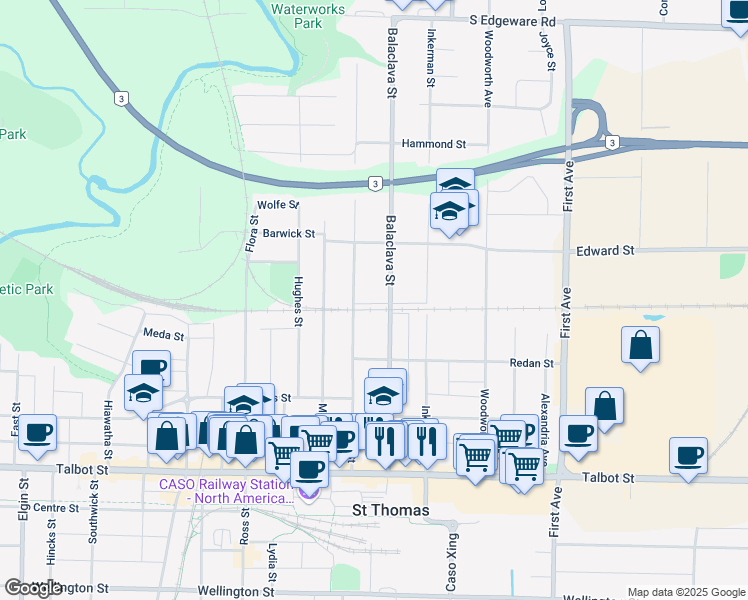 map of restaurants, bars, coffee shops, grocery stores, and more near 10 Nolan Street in Saint Thomas