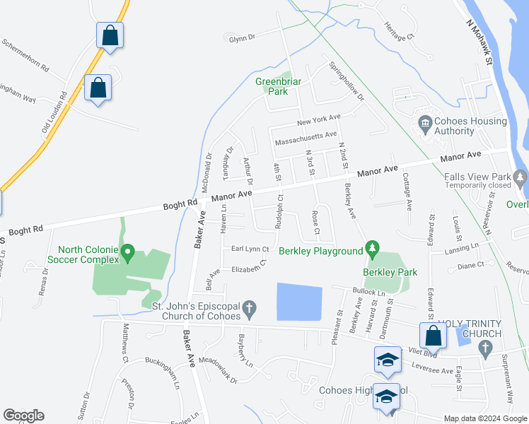 map of restaurants, bars, coffee shops, grocery stores, and more near 4 Carl St in Cohoes