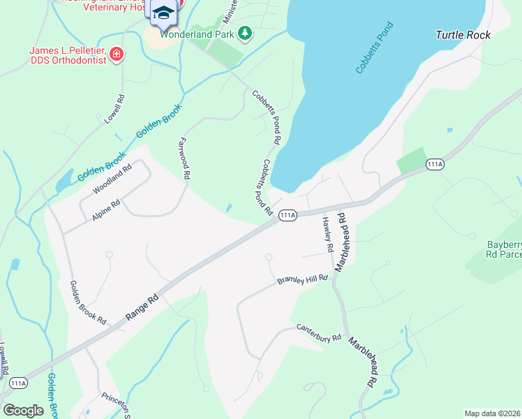map of restaurants, bars, coffee shops, grocery stores, and more near 50 Cobbetts Pond Road in Windham