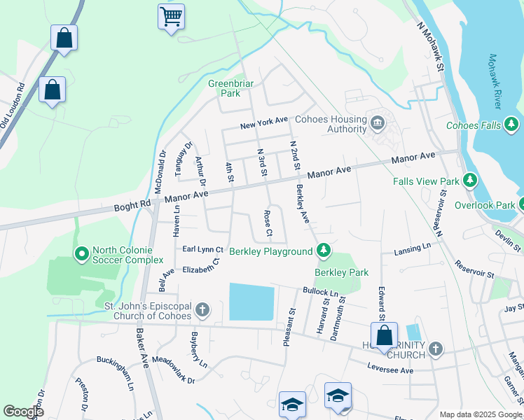 map of restaurants, bars, coffee shops, grocery stores, and more near 18 Rose Ct in Cohoes