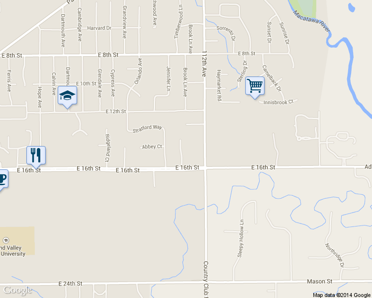 map of restaurants, bars, coffee shops, grocery stores, and more near 345 Oxford Court in Holland