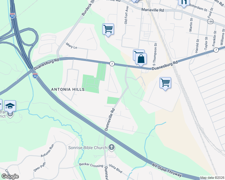 map of restaurants, bars, coffee shops, grocery stores, and more near 341 Dolan Drive in Schenectady