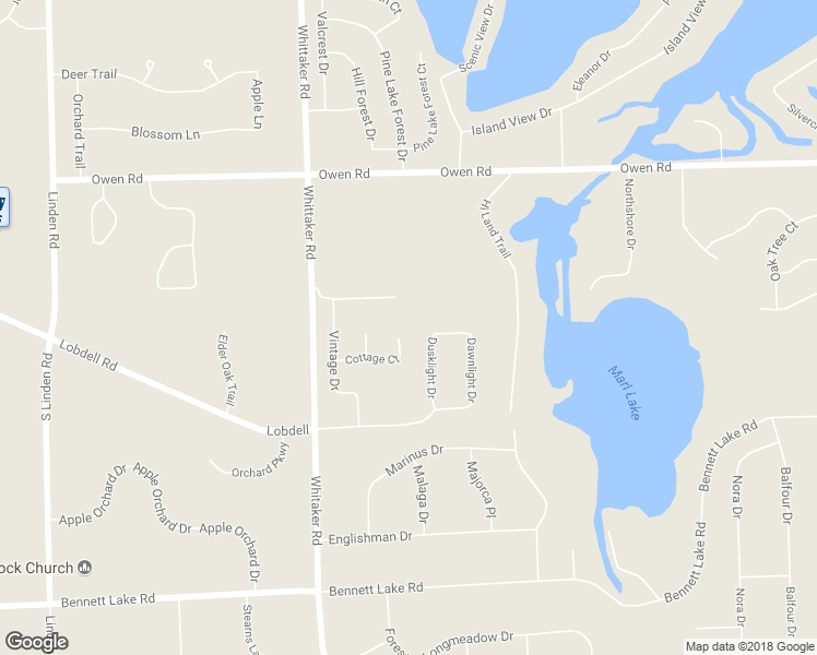 map of restaurants, bars, coffee shops, grocery stores, and more near 16437 Cottage Court in Fenton
