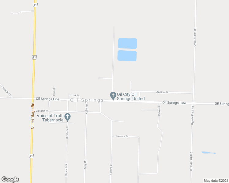 map of restaurants, bars, coffee shops, grocery stores, and more near 2614 Frederick Street in Oil Springs