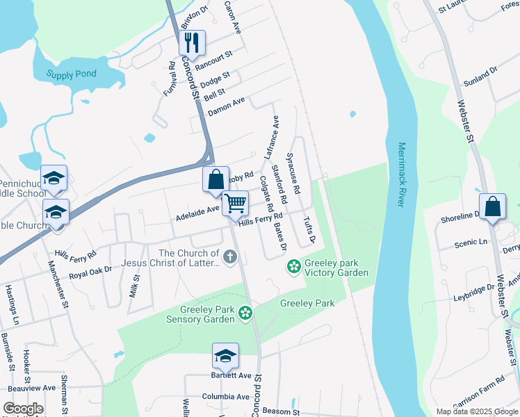 map of restaurants, bars, coffee shops, grocery stores, and more near 133 Princeton Road in Nashua