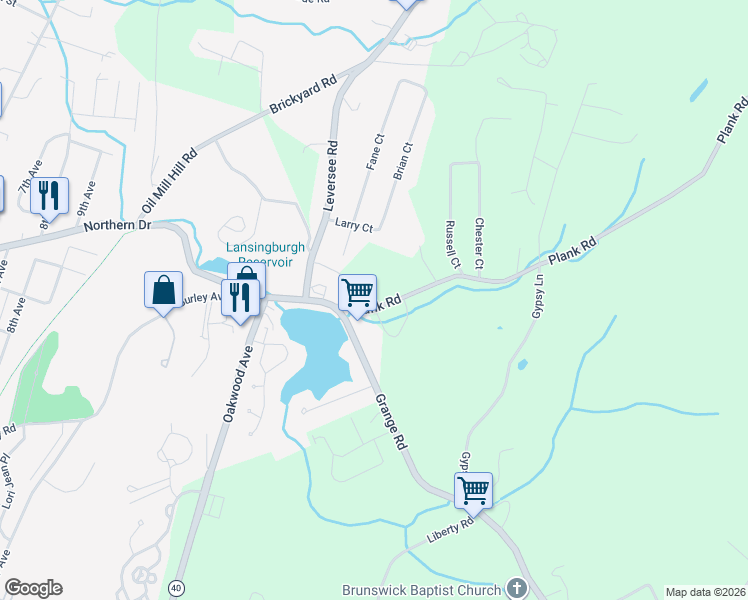 map of restaurants, bars, coffee shops, grocery stores, and more near 15 Plank Road in Troy