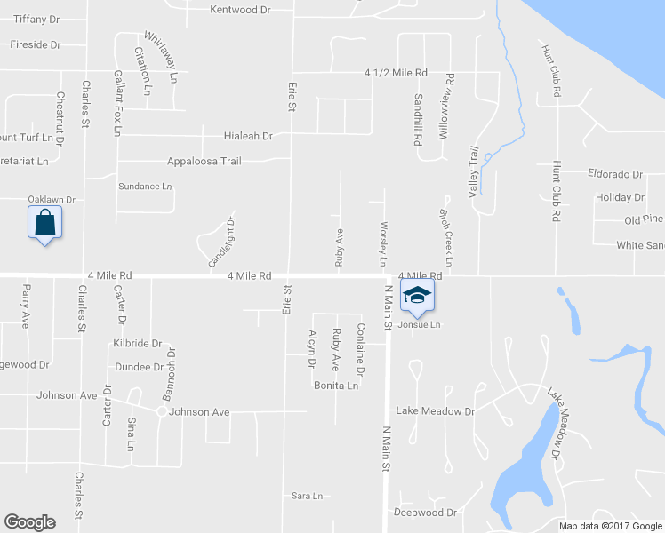 map of restaurants, bars, coffee shops, grocery stores, and more near 506 4 Mile Road in Racine