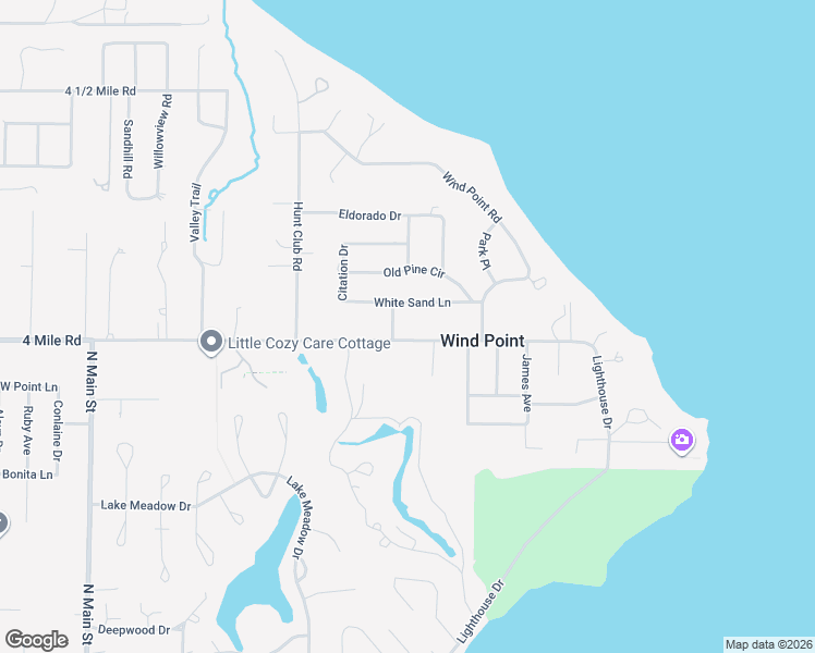 map of restaurants, bars, coffee shops, grocery stores, and more near 195E East 4 Mile Road in Wind Point