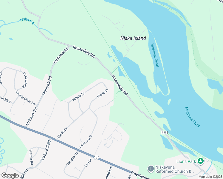 map of restaurants, bars, coffee shops, grocery stores, and more near 1096 Merlin Drive in Schenectady County