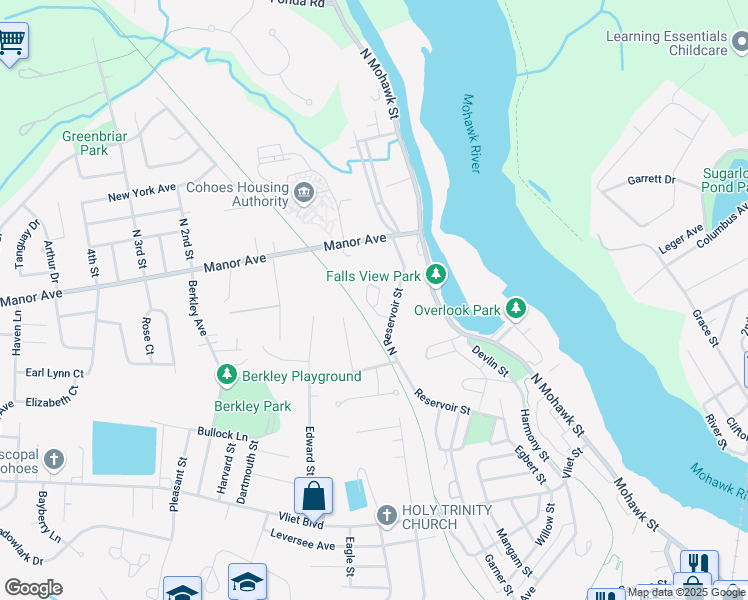 map of restaurants, bars, coffee shops, grocery stores, and more near 202 Avalon Place in Cohoes