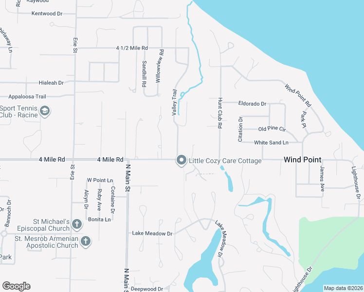 map of restaurants, bars, coffee shops, grocery stores, and more near 5045 Valley Trail in Wind Point