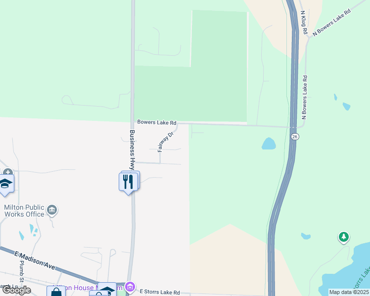 map of restaurants, bars, coffee shops, grocery stores, and more near 1050 Park Place in Milton