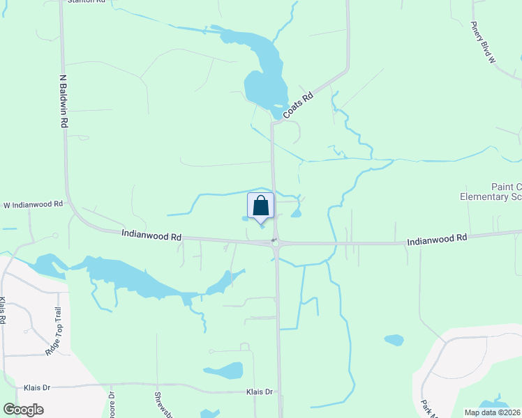 map of restaurants, bars, coffee shops, grocery stores, and more near 24 North Baldwin Road in Orion charter Township