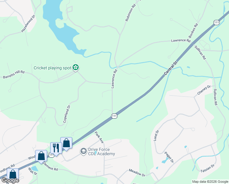 map of restaurants, bars, coffee shops, grocery stores, and more near 9 Lawrence Road in Hudson