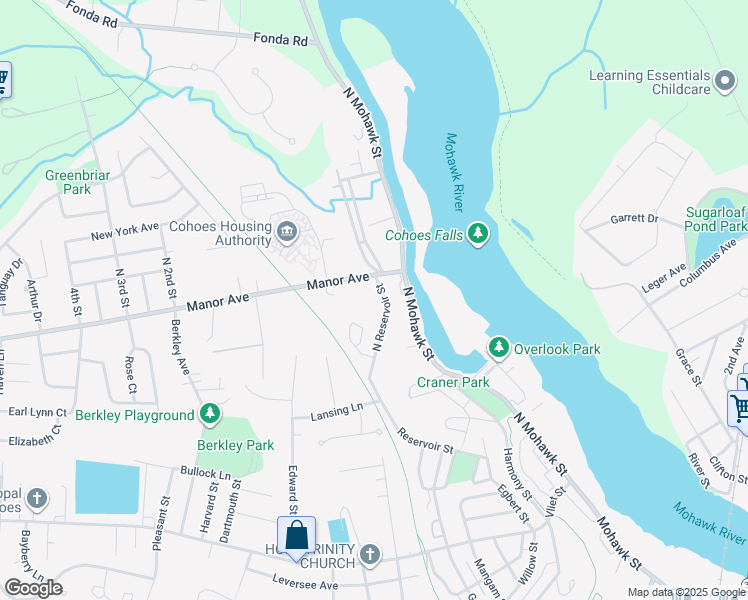 map of restaurants, bars, coffee shops, grocery stores, and more near 9 North Reservoir Street in Cohoes