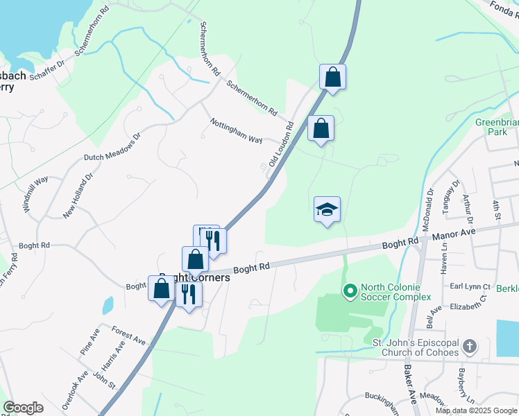 map of restaurants, bars, coffee shops, grocery stores, and more near 1129 Loudon Road in Cohoes