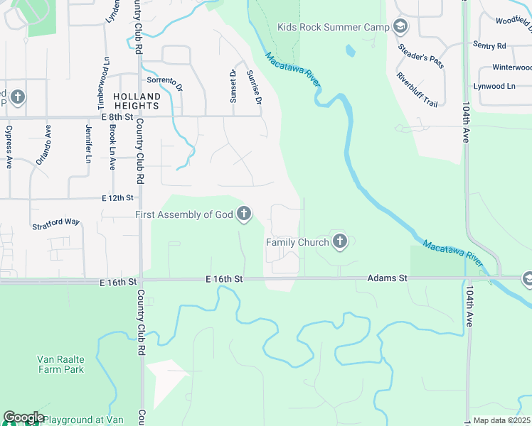 map of restaurants, bars, coffee shops, grocery stores, and more near 1388 East Point Ridge in Holland