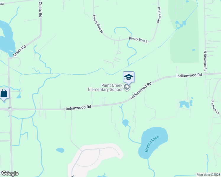 map of restaurants, bars, coffee shops, grocery stores, and more near 2910 Indianwood Road in Orion charter Township