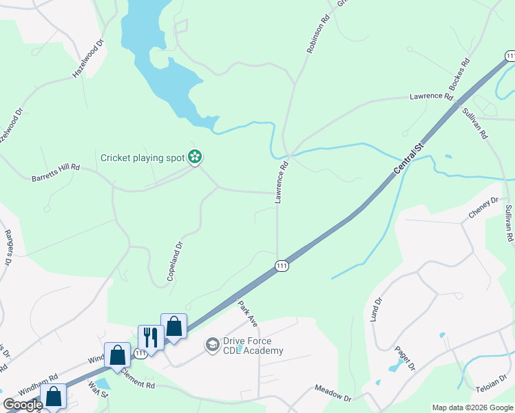map of restaurants, bars, coffee shops, grocery stores, and more near 9 Lawrence Road in Hudson