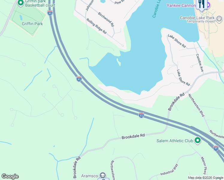 map of restaurants, bars, coffee shops, grocery stores, and more near 115 South Shore Road in Salem