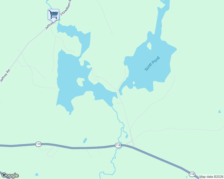 map of restaurants, bars, coffee shops, grocery stores, and more near 97 Scott Pond Road in Fitzwilliam