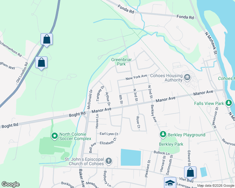 map of restaurants, bars, coffee shops, grocery stores, and more near 10 4th Street in Cohoes