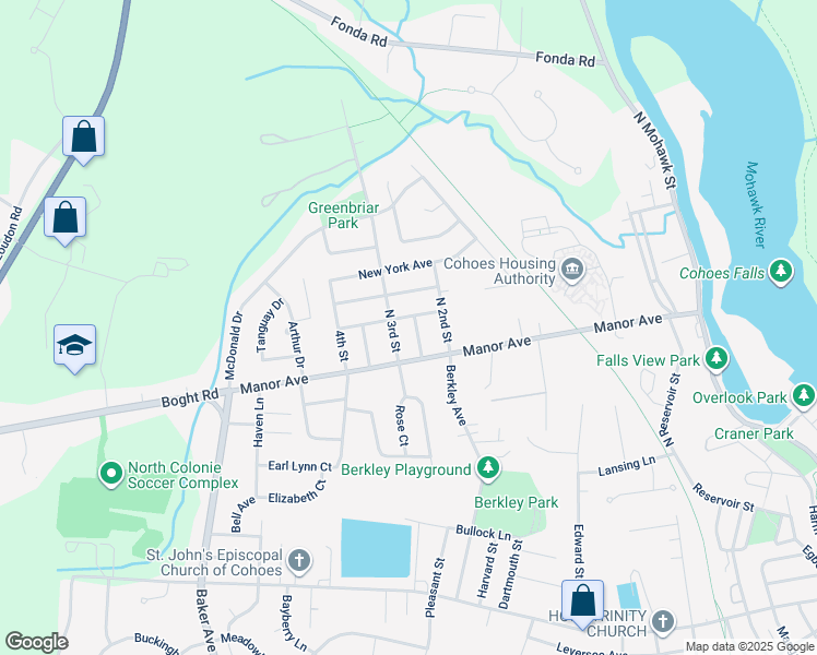 map of restaurants, bars, coffee shops, grocery stores, and more near 183 Manor Avenue in Cohoes