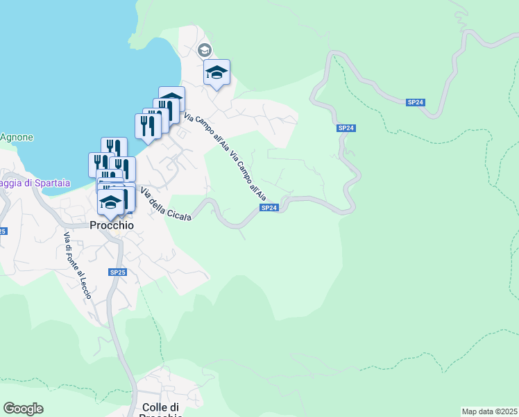 map of restaurants, bars, coffee shops, grocery stores, and more near in Provincia di Livorno