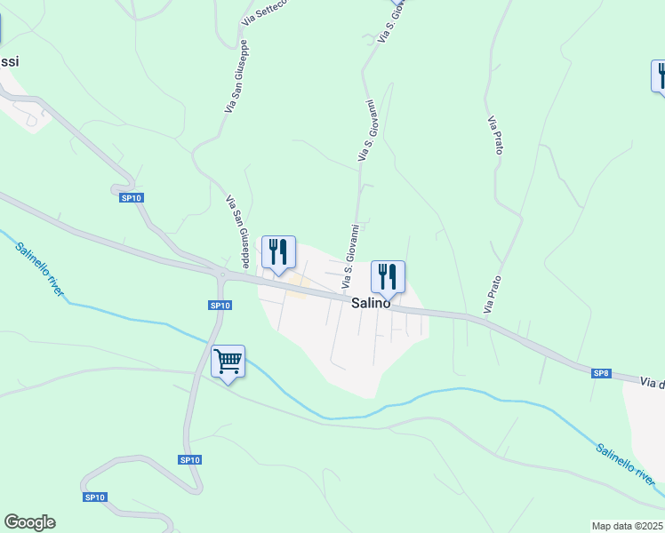 map of restaurants, bars, coffee shops, grocery stores, and more near 1 Via Ombrone in Salino