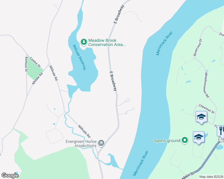 map of restaurants, bars, coffee shops, grocery stores, and more near 480 East Broadway in Haverhill