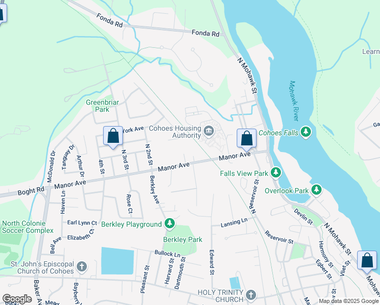 map of restaurants, bars, coffee shops, grocery stores, and more near Mohawk Hudson Bikeway in Cohoes