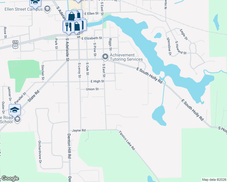 map of restaurants, bars, coffee shops, grocery stores, and more near 1008 Williams Street in Fenton