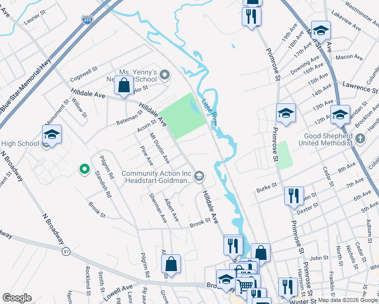 map of restaurants, bars, coffee shops, grocery stores, and more near 1 Jefferey Lane in Haverhill