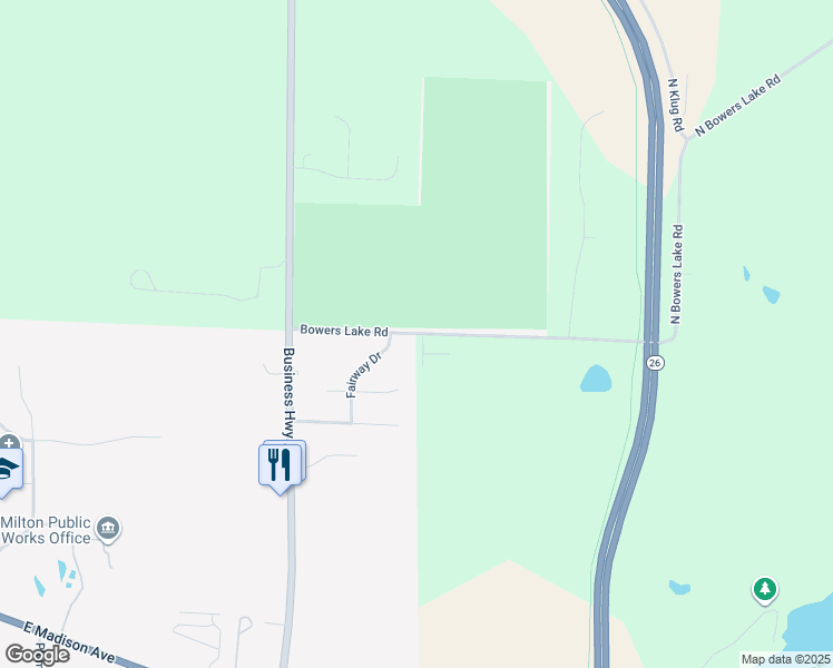 map of restaurants, bars, coffee shops, grocery stores, and more near 1201 Bowers Lake Road in Milton