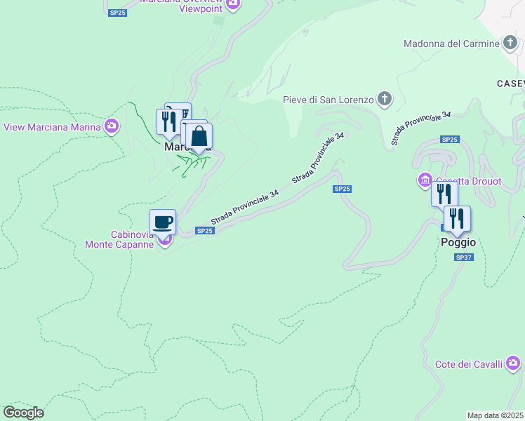 map of restaurants, bars, coffee shops, grocery stores, and more near in Province of Livorno