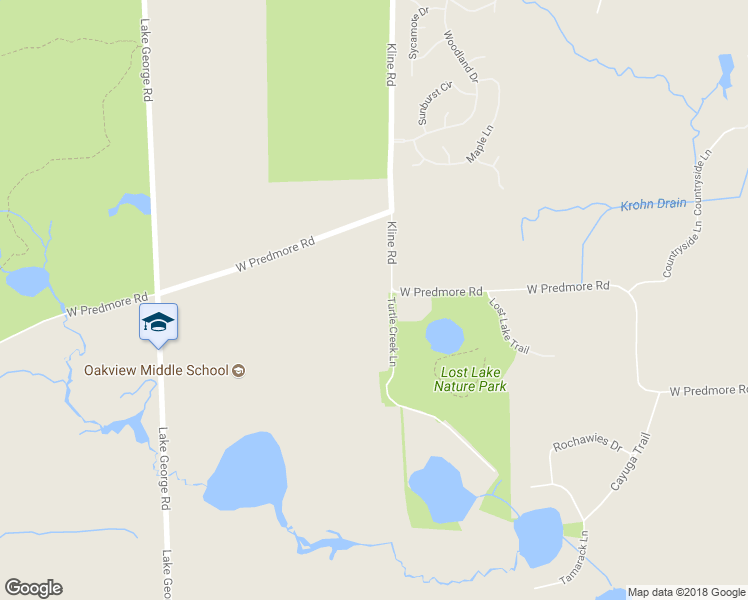 map of restaurants, bars, coffee shops, grocery stores, and more near 820 Kline Road in Oakland charter Township