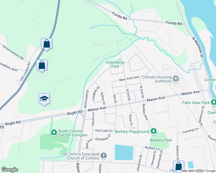 map of restaurants, bars, coffee shops, grocery stores, and more near 24 Mazurki Court in Cohoes