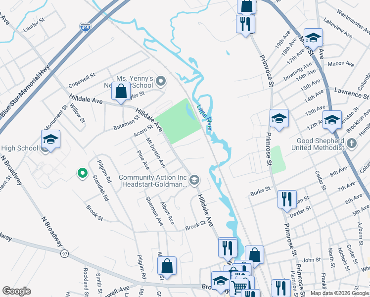 map of restaurants, bars, coffee shops, grocery stores, and more near 1 Jefferey Lane in Haverhill
