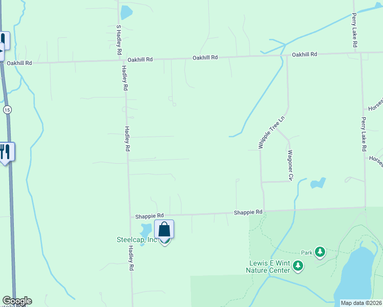 map of restaurants, bars, coffee shops, grocery stores, and more near 10140 Hadley Road in Clarkston