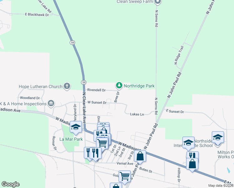 map of restaurants, bars, coffee shops, grocery stores, and more near 370 Bree Drive in Milton