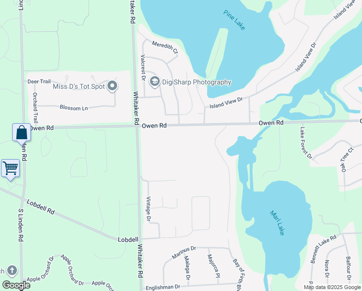 map of restaurants, bars, coffee shops, grocery stores, and more near 5159 Owen Road in Linden