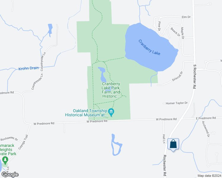 map of restaurants, bars, coffee shops, grocery stores, and more near 388 West Predmore Road in Oakland charter Township