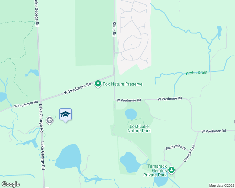 map of restaurants, bars, coffee shops, grocery stores, and more near 820 Kline Road in Oakland charter Township