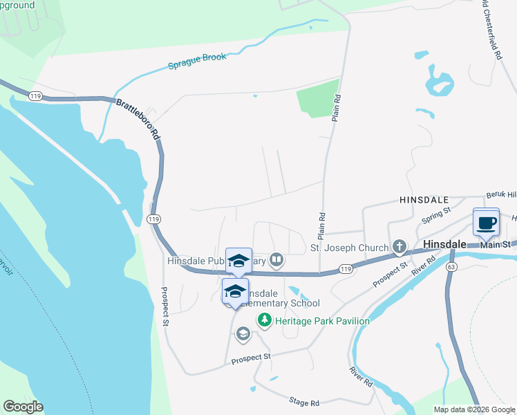 map of restaurants, bars, coffee shops, grocery stores, and more near 57 Indian Acres Drive in Hinsdale