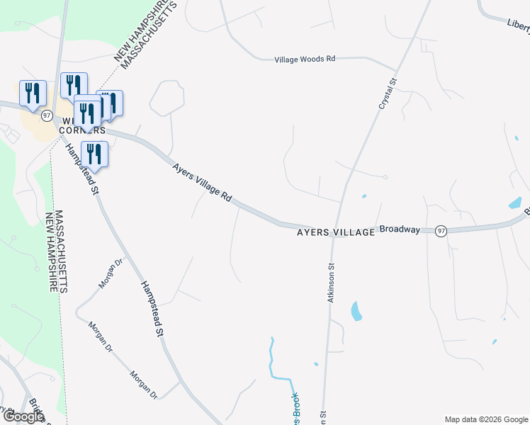 map of restaurants, bars, coffee shops, grocery stores, and more near 74 Massachusetts 97 in Methuen