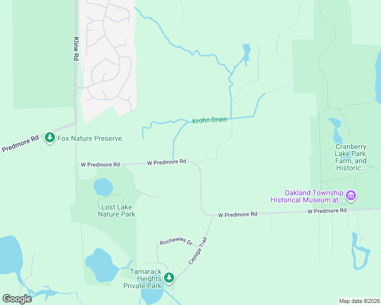 map of restaurants, bars, coffee shops, grocery stores, and more near 1170 West Predmore Road in Oakland charter Township