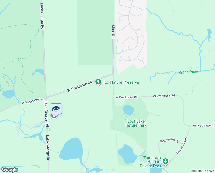 map of restaurants, bars, coffee shops, grocery stores, and more near 750 Kline Rd in Oakland Charter Township