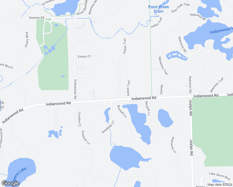map of restaurants, bars, coffee shops, grocery stores, and more near 1906 Indianwood Road in Orion charter Township