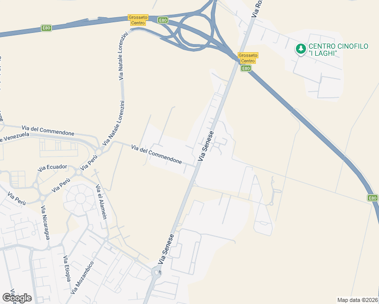 map of restaurants, bars, coffee shops, grocery stores, and more near 8 Via Bolivia in Provincia di Grosseto